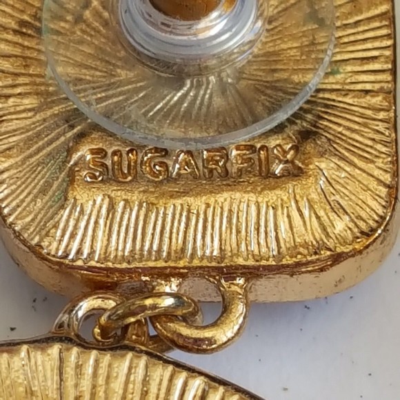 SUGARFIX ones Sparkle Gray Mauve Two Tone Druzy Drop Earrings - Picture 7 of 7